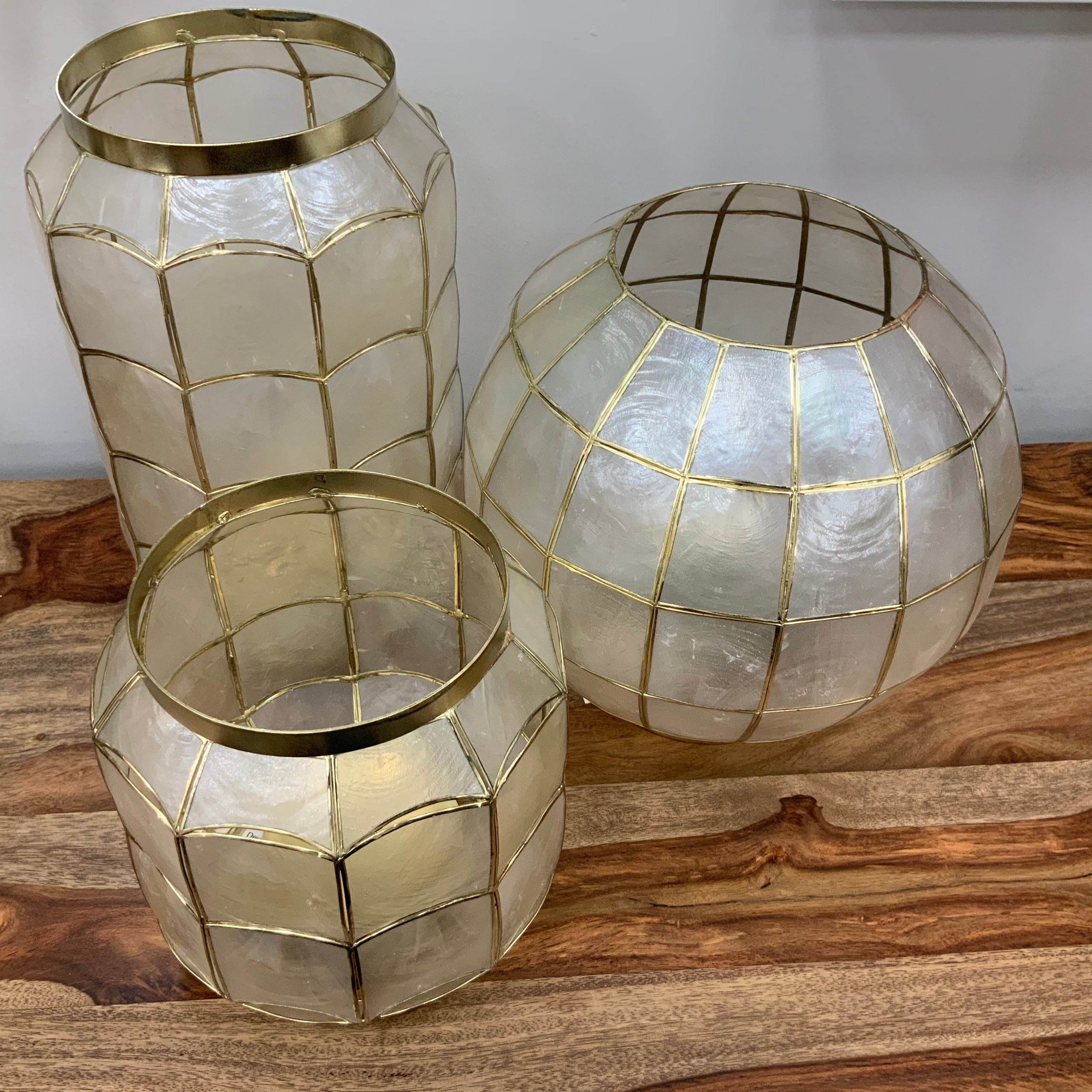 8 H Capiz Shell Cylinder Lantern