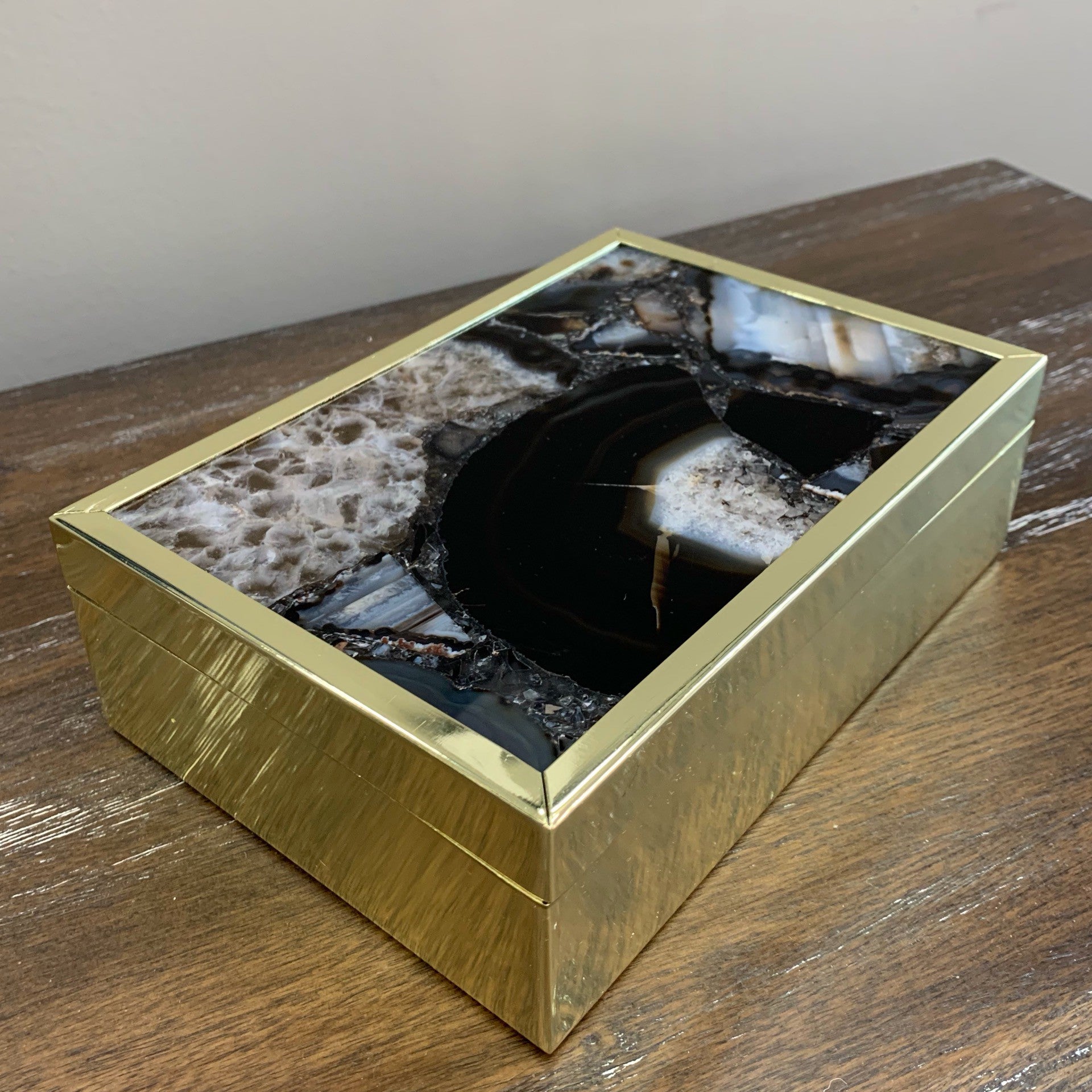 Stone Jewelry Box in Black Gold