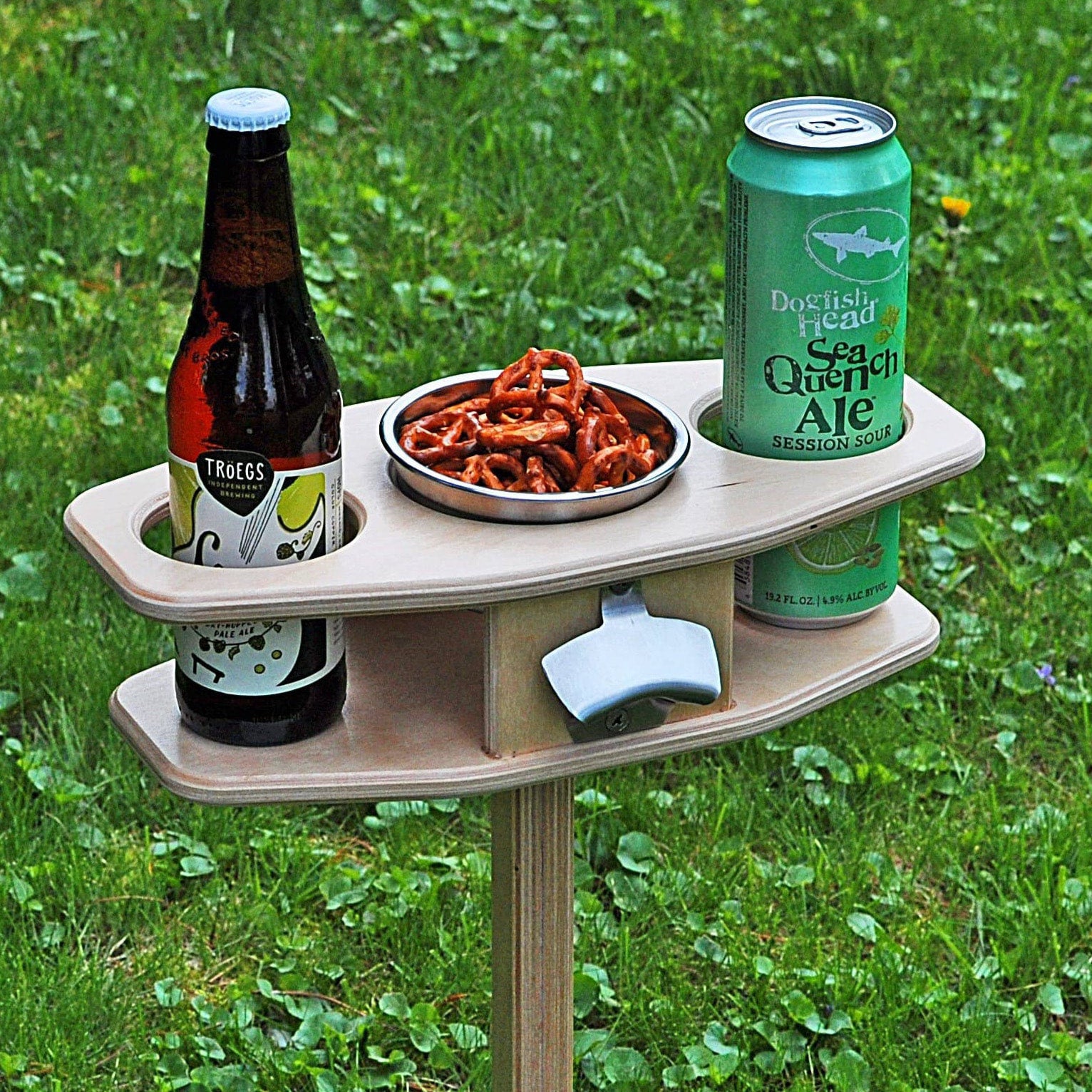Outdoor Collapsible Beer Table with Snack Bowl & Bottle Opener