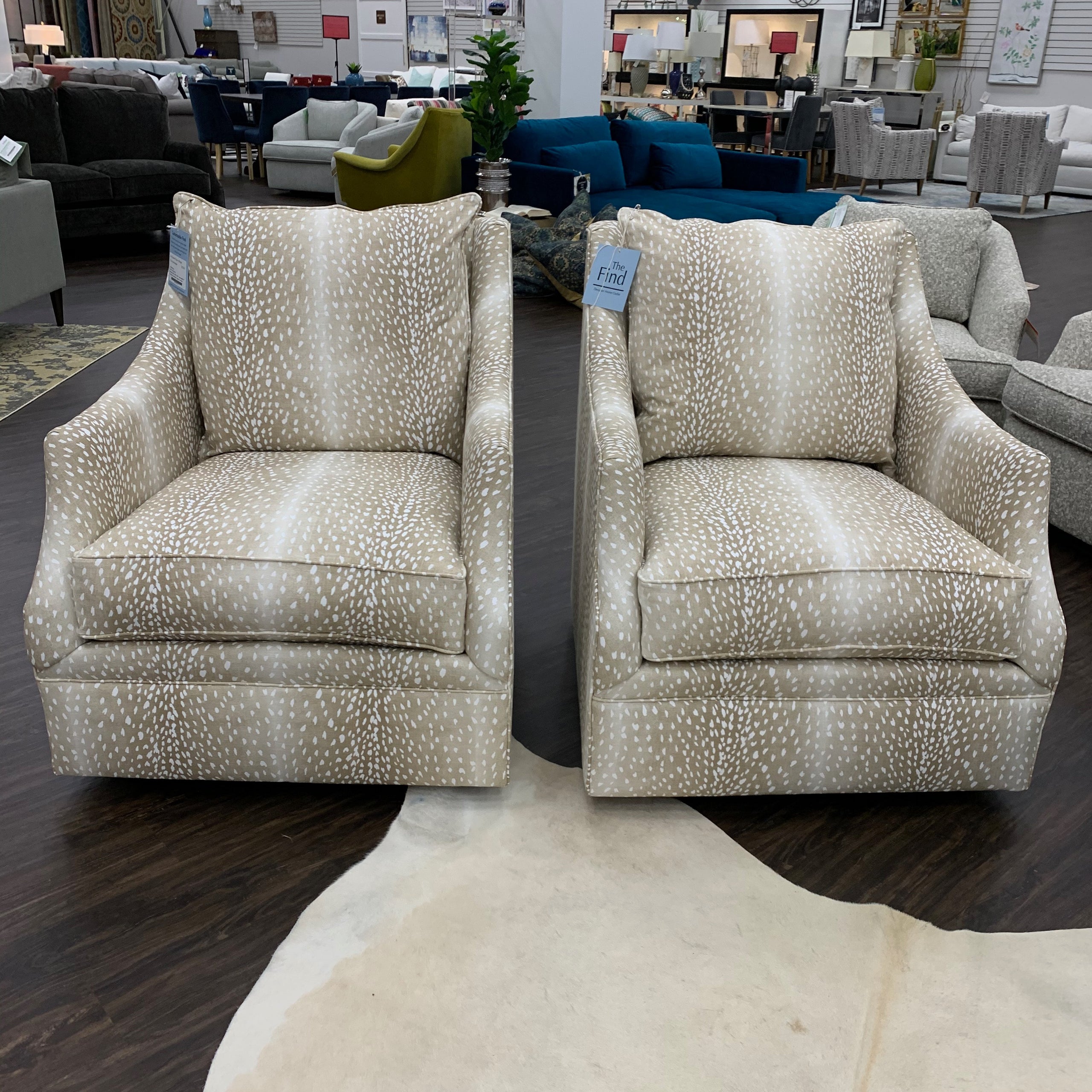 Kara Swivel Chair in Beige Ivory Antelope The Find